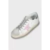 Leather and suede sneakers with tag