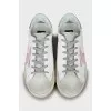 Leather and suede sneakers with tag