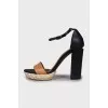 Two-tone block heel sandals