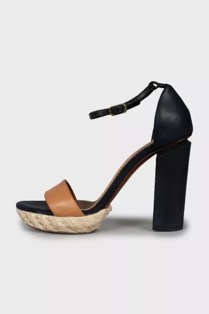 Two-tone block heel sandals