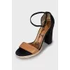Two-tone block heel sandals