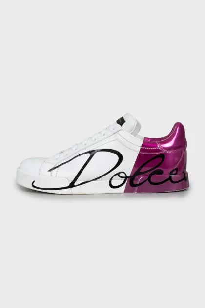 Leather sneakers with brand logo
