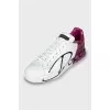 Leather sneakers with brand logo