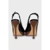Patent leather sandals with wooden heels