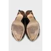 Patent leather sandals with wooden heels