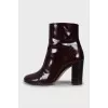 Burgundy leather ankle boots