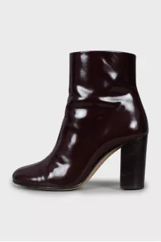 Burgundy leather ankle boots