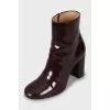 Burgundy leather ankle boots