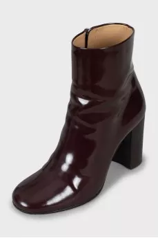 Burgundy leather ankle boots
