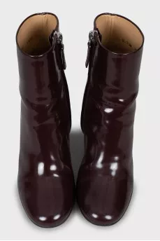 Burgundy leather ankle boots