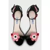 Leather sandals with floral decor