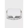 White bag with embossed leather
