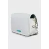 White bag with embossed leather
