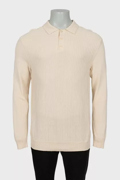 Men's Ribbed Polo Jumper
