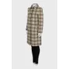Checked wool coat with tag