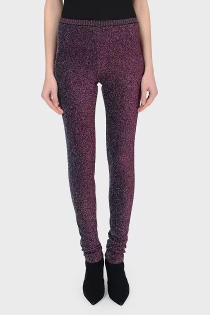 Purple lurex leggings
