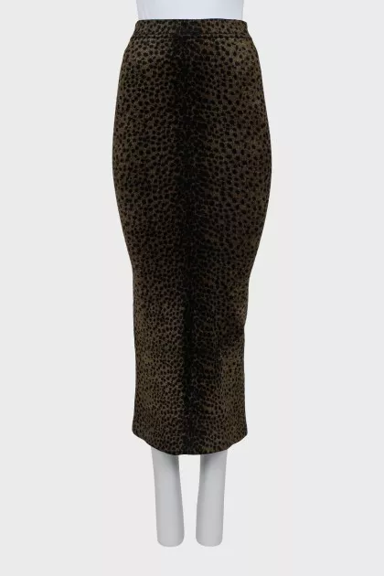 Velour skirt in animal print