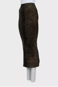 Velour skirt in animal print