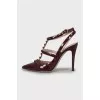 Burgundy Rockstud Sandals