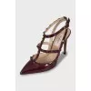 Burgundy Rockstud Sandals