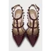 Burgundy Rockstud Sandals