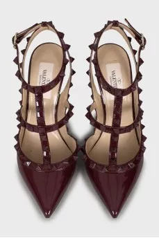 Бордовые босоножки Rockstud