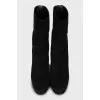 Suede ankle boots with logo on the heel