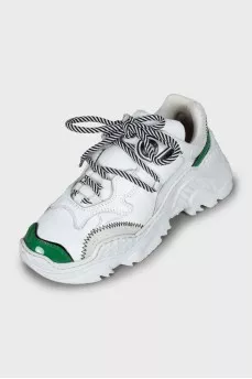 Chunky sneakers made of leather and textile