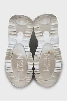 Chunky sneakers made of leather and textile