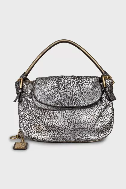 Hobo bag with gold keychain