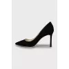 Suede stiletto heels with tag