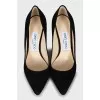 Suede stiletto heels with tag