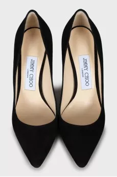 Suede stiletto heels with tag