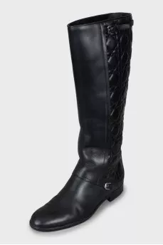Quilted low heel boots
