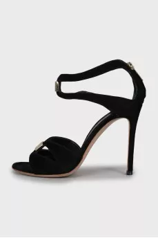 Suede high heel sandals