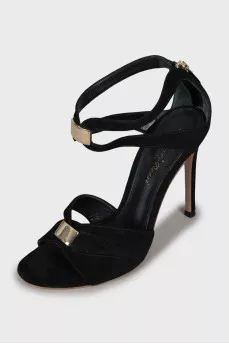 Suede high heel sandals