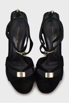 Suede high heel sandals