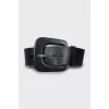 Leather belt with massive buckle