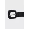 Leather belt with massive buckle