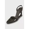 Patent leather shoes with a figured wedge heel