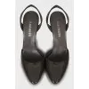 Patent leather shoes with a figured wedge heel