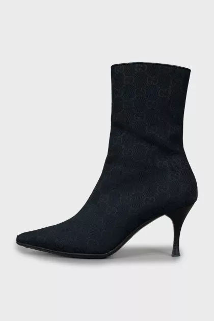 Textile ankle boots with signature print
