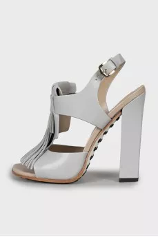 Grey leather sandals