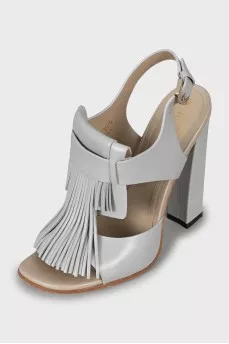 Grey leather sandals