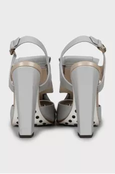 Grey leather sandals