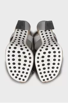 Grey leather sandals