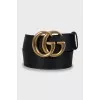 Leather belt with gold logo