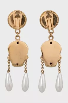 Gold Plated Skull Pendant Earrings