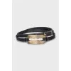 Leather bracelet with gold fittings