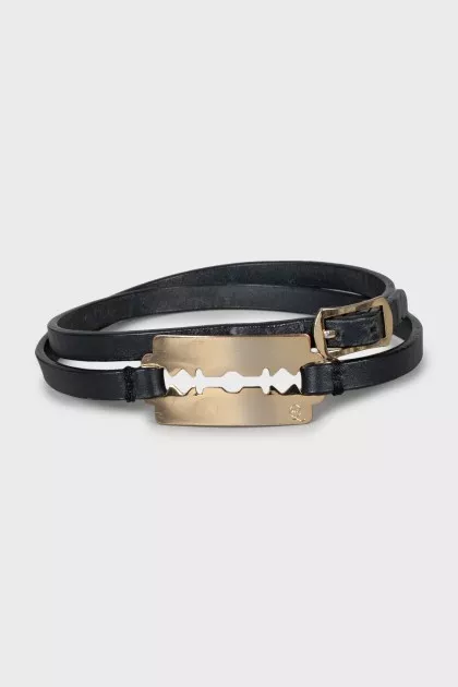 Leather bracelet with gold fittings